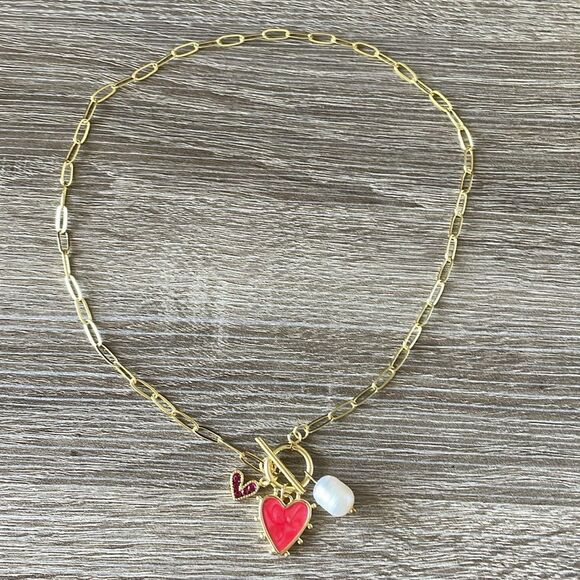 Red Heart Pendant Necklace N956 - Picture 2 of 4